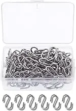 Mini S Hook, 100pcs S-Shaped Wire Hook for DIY Crafts, Hanging Jewelry, Key Chain, Light Strings (2 x 30mm)