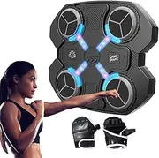 Music Boxing Machine for Adults - Musical Punching Wall Boxing with Gloves, LED Lights - Home Gym Fitness Equipment Boxing Trainer Set for Strength Agility Training