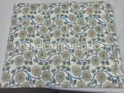 Classic Indian Hand Block Print Kantha Handmade King Size Bedspread Quilt White