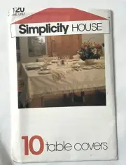 UNUSED VINTAGE SEWING PATTERN SIMPLICITY HOUSE 12 TABLE COVERS 120 OPENED