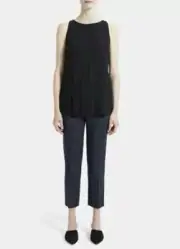 Theory Pleated Top Loose Black Crepe Ashbury Drape Sleeveless Small NWT $245