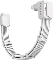 EZDIY-FAB Shield PCIE 5.1 GPU Extension Cable with 90 Degree 12V-2x6 Angle Adapter,16pin (12+4) 12VHPWR PCIe 5.1 PSU Cable Extension for RTX 40 Series with Combs-Standard Type-White