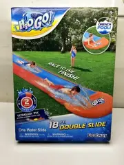 Water Slide Bestway H20 GO Slip Double Slide W/ Drench Pool for Kids 18 Ft.