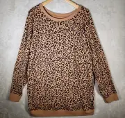 Torrid Sweatshirt Top Womens Plus Size 4 Leopard Print Cozy Fleece Long Sleeve