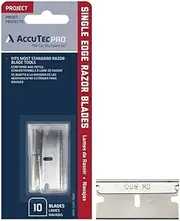 AccuTec Pro Single Edge Aluminum Backed Razor Utility Blades - 10-Pack - .009 In Made of High Carbon Steel for Extra Durability and Long Life - APBL-7037