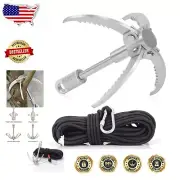Portable Stainless Steel Grappling Hook with 65ft Rope – Ideal for Tree Climbing