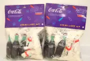 Lot 2 Vtg Coca Cola Soda Pop 12ft String Lights Coke Bottles & Polar Bears NOS