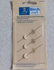 BIRCH CRAFT 3x TWIN POINTED QUICK STITCH NEEDLES SIZE 26 TAPESTRY CROSS STITCH