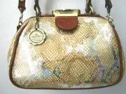 PATRICIA NASH ANTICA METALLIC PHYTON SNAKE DESIGN FRAME SATCHEL PURSE - NWT