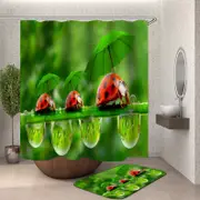 Funny ladybugs holding umbrella Shower Curtain