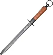 40 cm Japanese Knife Sharpening Honing Rod, Professional Kitchen Knife Sharpener, Japanese High Carbon Flat Honing Steel (Acid Wood Handle and Box Package)