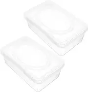 Happyyami 2Pcs Wipes Storage Box Transparent Lid Wipe Dispenser Case Tissue Organizer for Nursery Kitchen Bathroom Portable Wet Wipes Holder