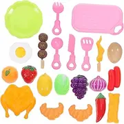 ZUNOXAZ 23Pcs Kitchen Set Educational Food Cutting Play Set with Fake Fruits Vegetables Cognitive for Pretend Play for Learning Development
