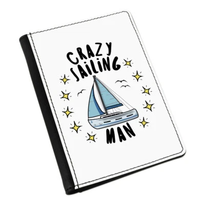 Crazy Sailing Man Stars Passport Holder Cover Case Wallet Funny Sport Boat