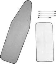 Dalykate Ironing Board Cover 21 x 57 with Scorch and Stain Resistant Thick Padding and Elasticized Edge Ironing Board Covers 4 Fasteners and 1 Protective Scorch Mesh Cloth