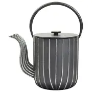 Ja-unendlich Cast Iron Teapot with Stainless Steel Infuser - Marage Black Silver