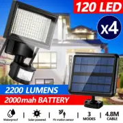 4x 120 LED Solar Sensor Light Security Motion Detection Garden Flood Lights