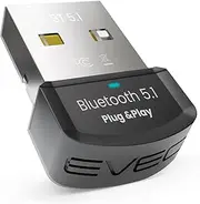 EVEO Bluetooth Adapter for PC 5.1 - Bluetooth Dongle 5.1 Adapter for Windows 10 Only (Plug and Play) for Desktop, Laptop, Printers, Keyboard, Mouse, Headsets, Speakers - USB Bluetooth 5.1 Dongle