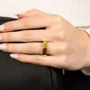 Sterling Silver Gold Plated Polished 6mm Geometric Shape Ring, M
