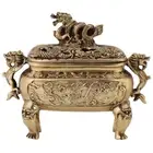 Antique Bronze Copper Chinese Dragon Incense Burner Holder Home Decoration Gift