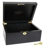 Wooden Box with Hinged Lid Acacia Wood Decorative Storage Boxes Hand Black