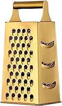 Stainless Steel Cheese Grater with 4 Sides, 9.3 Inch Vegetable Slicer with Handle, Portable Kitchen Grater for Cheese, Vegetables, Potatoes, Ginger, Gold
