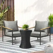 Livsip Outdoor Patio Set Ice Bucket Black Table Sofa Setting 3pcs