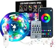 100 LEDs RGB-IC Smart Fairy Lights [APP & Remote Control], 33FT/10M Multicolor String Lights, USB Powered & IP65 Waterproof, Christmas Light Decoration for Outdoor/Indoor, Christmas, Bedroom