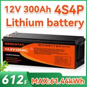 12V 300Ah Lithium Iron Phosphate Battery LiFePO4 Prismatic Cell Solar Camping