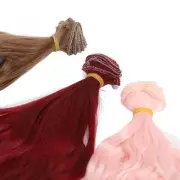 3Pcs Doll Wig Water Ripple Curls Doll Hair 30cm Light Brown Wine Red Shrimp Pink