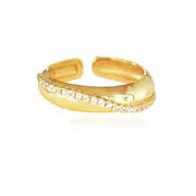 Culturesse Astre Sterling Silver Austrian Zirconia Open Ring 18K Gold Plating