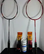 Pair Evenz Badminton Rackets New With Bag Hand Grip Tape Feathered Shuttlecock