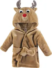 Unisex Baby Plush Animal Face Robe, Boy Reindeer, One Size, 0-9 Months