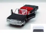 DIECAST CAR & DISPLAY CASE 1963 CHEVY IMPALA CONVERTIBLE BLACK WELLY 22434 1/24