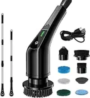 Electric Spin Scrubber - YueME 360 Cordless Power Shower Cleaning Brush with 7 Replaceable Rotating Brush Heads, Multi-Purpose Waterproof Adjustable Scrubber for Bathroom, Kitchen, Tub, Tile, Floor
