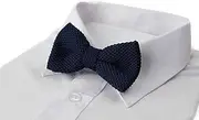 [Zasel] Mens Navy Cross-Hatched Knitted Bow Tie