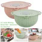 Kitchen Colander Set with Plastic Mixing Bowl 360°Rotating Food Strainers Blfit