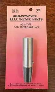 ARCHER A3 M-TYPE 3-PIN XLR MICROPHONE JACK - CAT NO: 274-010 NEW NEVER USED!