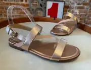 Naturalizer Rose Gold Leather Open Toe Flat Slingback Sandals 7 New Tru