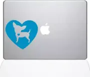 The Decal Guru Heart Chihuahua Decal Vinyl Sticker - 12" MacBook - Light Blue