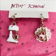 BETSEY JOHNSON MIXER & CHEPPY PIE SLICE EARRINGS MISMATCH BABY CAKES DANGLE NIB