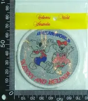 VINTAGE DREAMWORLD KENNY & BELINDA EMBROIDERED SOUVENIR PATCH WOVEN SEW-ON BADGE