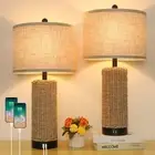 BesLowe 26" Farmhouse Table Lamp for Bedroom, Set of 2 Bedside Black