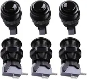 Reyann 6X Black Happ Type Standard Arcade Push Button with Microswitch for Mame/Jamma/Arcade Video Games