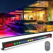 24x3W RGB LED Wall Washer Light with Remote Control Voice-Activated Dimmable LED Bar DMX Wall Wash Light Bar for DJ Disco Garden Weddings Commercial Lighting