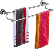 Towel Rail Bar 80cm 100cm 120cm Stainless Steel Double Towel Holder/Wall Mounted Polished Bath Towel Rack for Bathroom and Kitchen (Silver) (Size : 80cm)