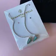 Samantha Wills Boho Silver Turquoise Thread Earrings Drop Dangles Threader Chain