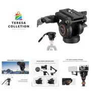 H8 Video Tripod Fluid Head, Metal Heavy Duty Drag Pan Head with 60 mm Flate B...