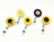 Flower Pattern Retractable ID Badge Reel Holder with Swivel Clip