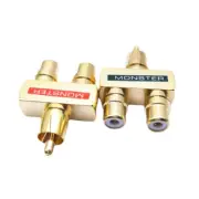 1Pair RCAxMale Plug To 2xRCA Female Sockets Connectors Excellent Audio Terminals